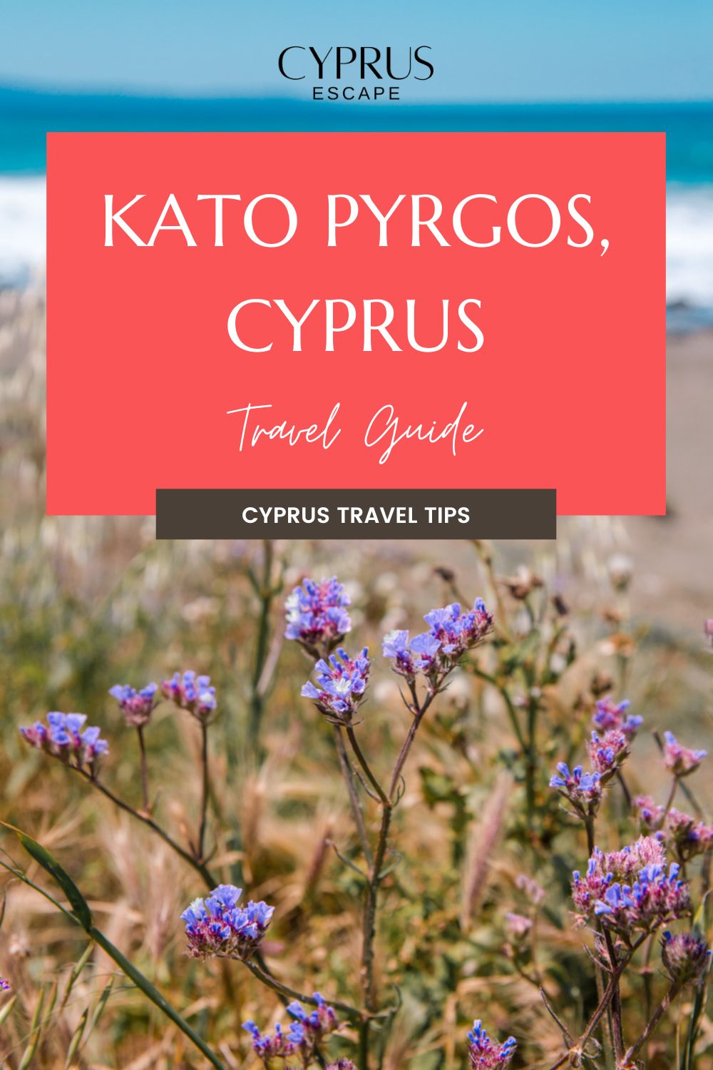 pinterest image for an article about a drive in kato pyrgos, cyprus