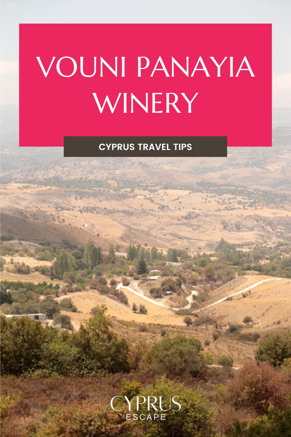 pinterest pin for an article about wine tasting at vouni panayia winery