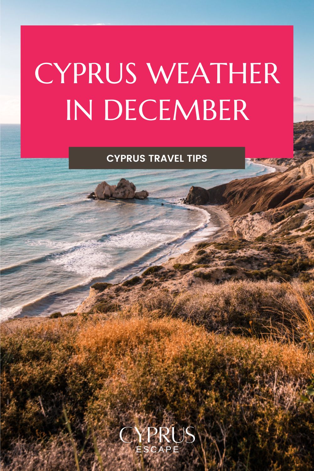 pinterest image for an article about cyprus weather in december