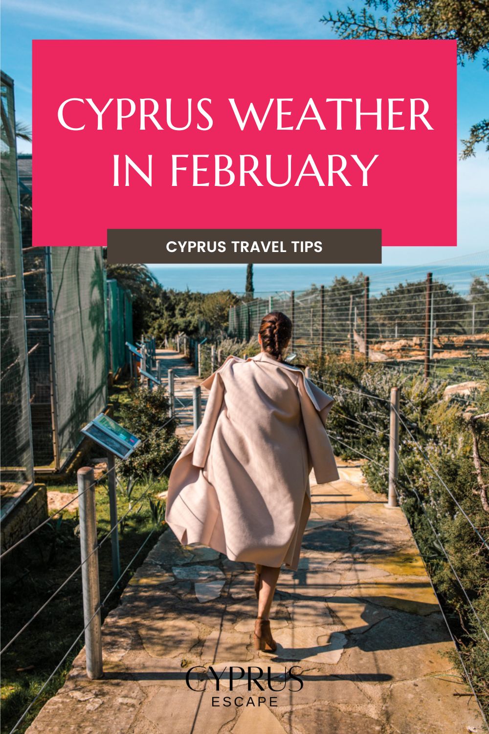 pinterest image for an article about cyprus weather in february