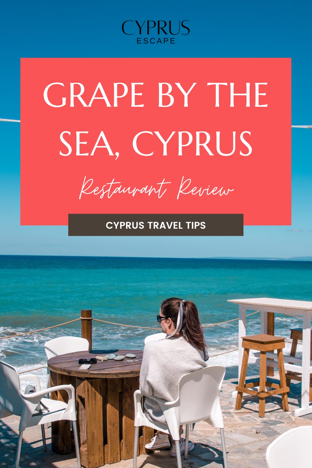 pinterest image for an article about grape by the sea restaurant in Cyprus