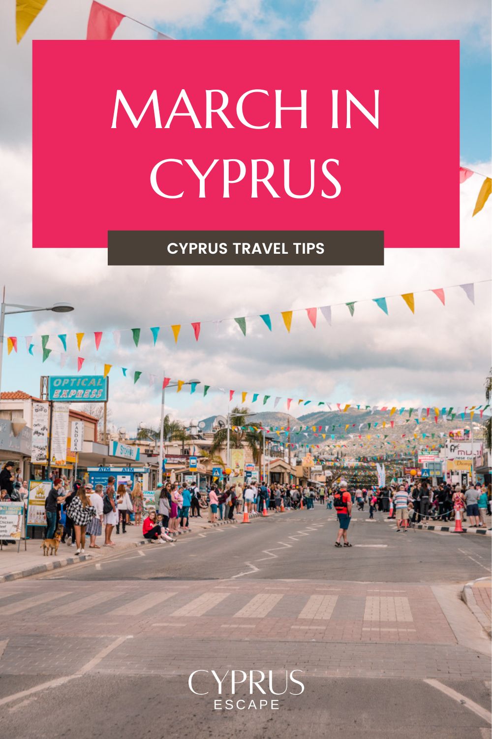 pinterest image for an article about march in cyprus