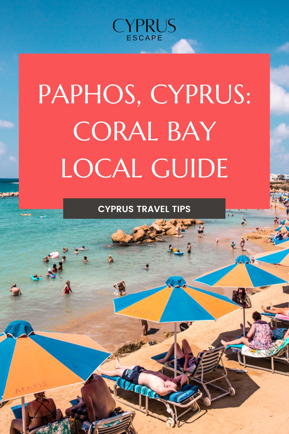 pinterest image for an article about travel guide for Coral Bay, Paphos, Cyprus