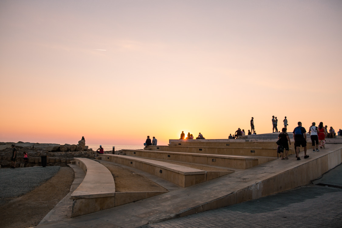 Sunset on the stairs near Paphos Harbour, Cyprus
