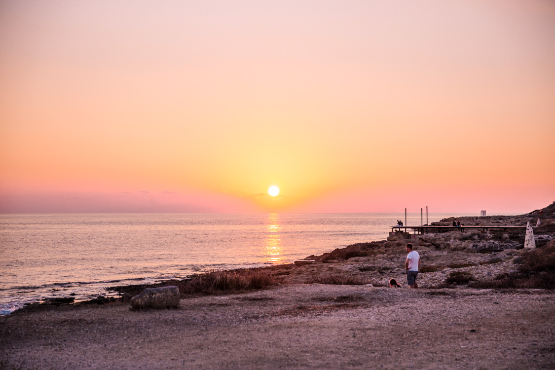 Sunset at the coastal pathway next to Paphos Harbour, Cyprus