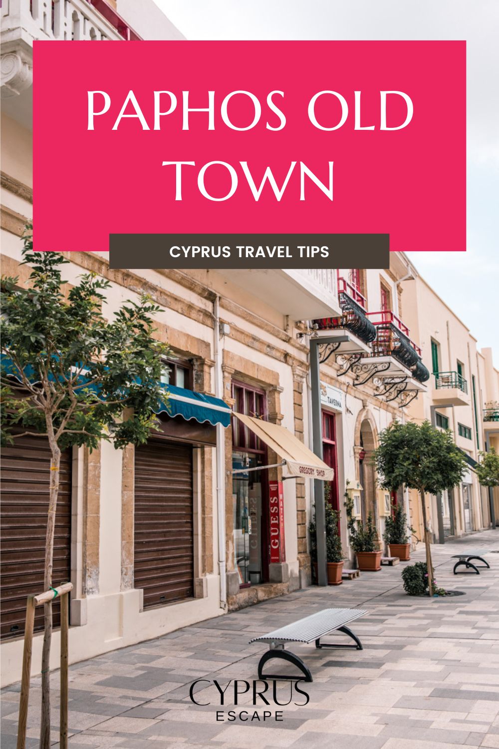 pinterest image for an article about paphos old town